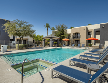 Resort-style sundeck and cabana